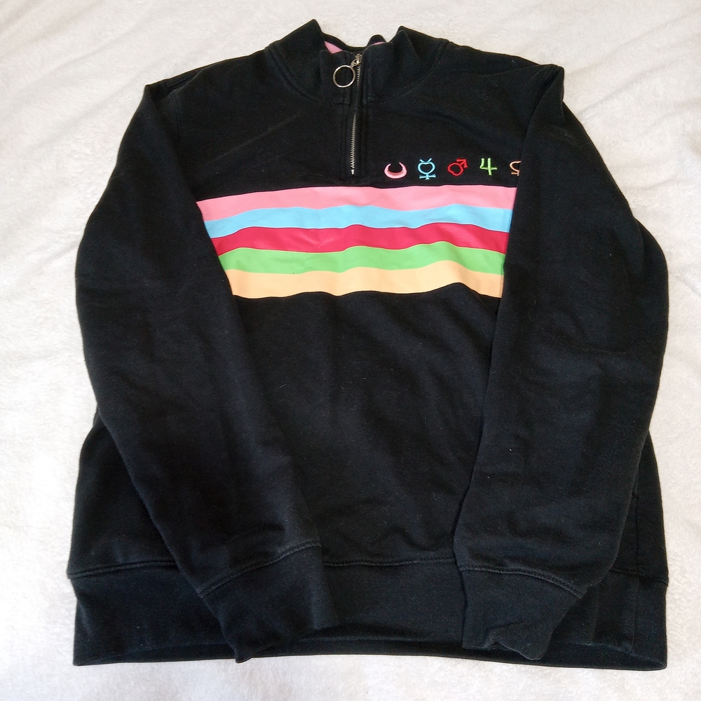 BoxLunch Sailor Moon Sailor Scouts Quarter Zip Sweatshirt Womens S Anime Stripe - Picture 6 of 11